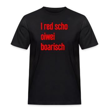 I red scho oiwei boarisch - Men's Workwear T-Shirt - black - Front - AI Model Male 178 light (178cm)