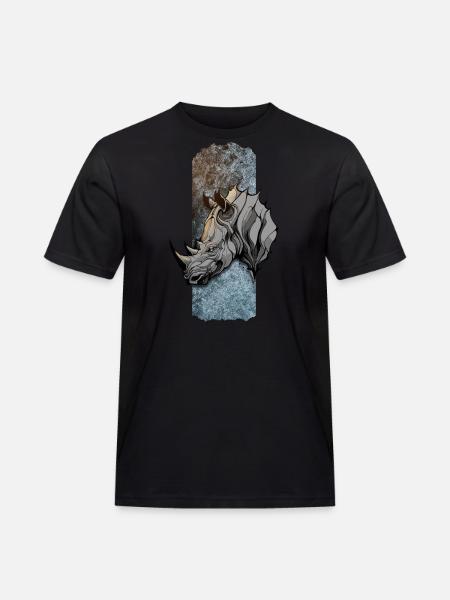 Majestic Titan: Rhino's Noble Stance - Men's Workwear T-Shirt - black