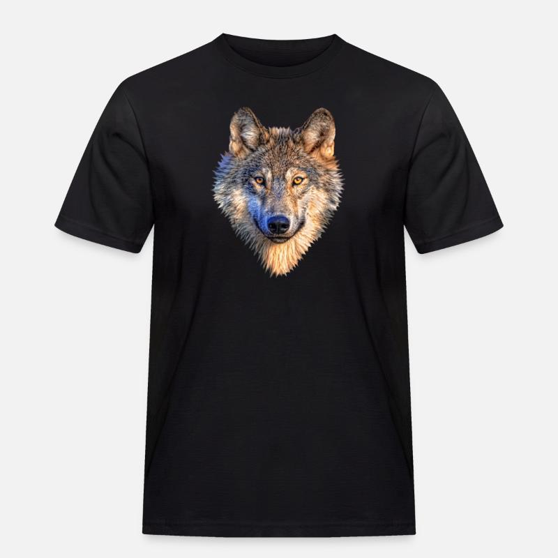 Wolf - Männer Workwear T-Shirt - Schwarz