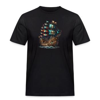 Piraten Schiff - Männer Workwear T-Shirt - Schwarz - Vorne - AI Model Male 178 light (178cm)