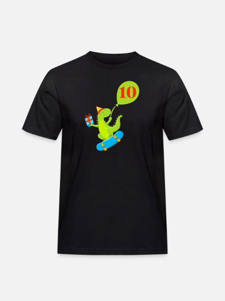 10th Anniversary Cute Dinosaur - Men's Workwear T-Shirt - black