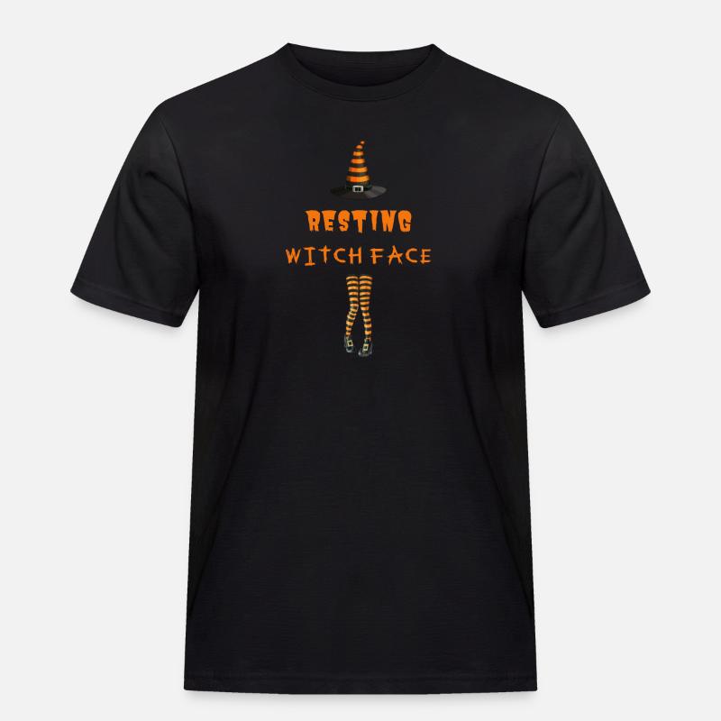 Ruhendes Hexengesicht - Männer Workwear T-Shirt - Schwarz