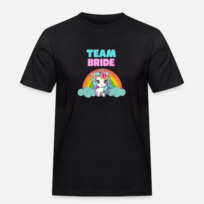 "Team Bride" Einhorn-Design - Männer Workwear T-Shirt - Schwarz