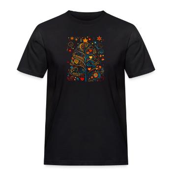 Splendeur saisonnière ! Arbre de Noël Pop Art vibrant - T-shirt Workwear homme - noir - Devant - AI Model Male 178 light (178cm)