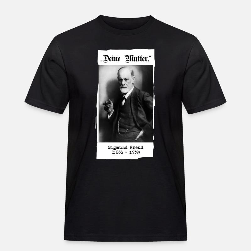 Sigmund Freud - "Deine Mutter." - Männer Workwear T-Shirt - Schwarz