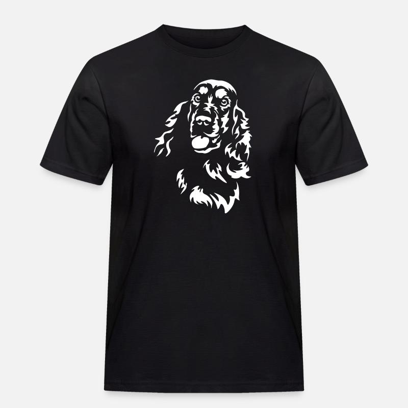 Cocker Spaniel Kopf "Black Edition" - Männer Workwear T-Shirt - Schwarz