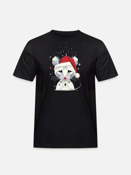 Schneemaus im geometrischen Weihnachtsdesign - Männer Workwear T-Shirt - Schwarz