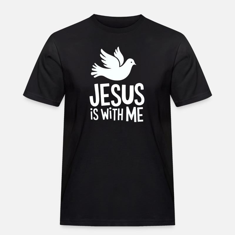 Jesus is with me - Männer Workwear T-Shirt - Schwarz