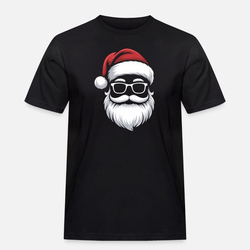 Weihnachtsmann mit Schnurrbart Brille - Männer Workwear T-Shirt - Schwarz