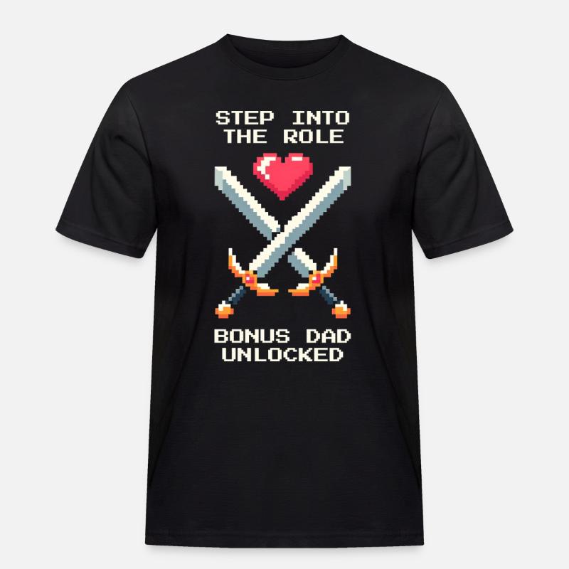 Bonus-Papa freigeschaltet | Stiefvater Patchwork - Männer Workwear T-Shirt - Schwarz