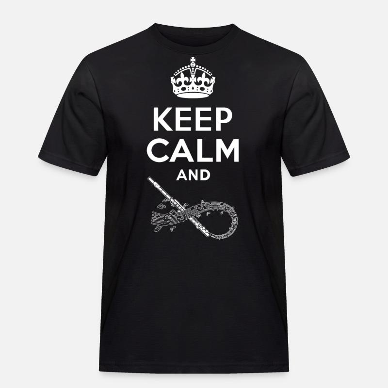 Keep Calm - Querflöte - Männer Workwear T-Shirt - Schwarz