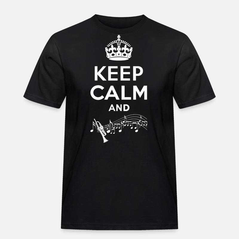 Keep Calm - Trompete - Männer Workwear T-Shirt - Schwarz