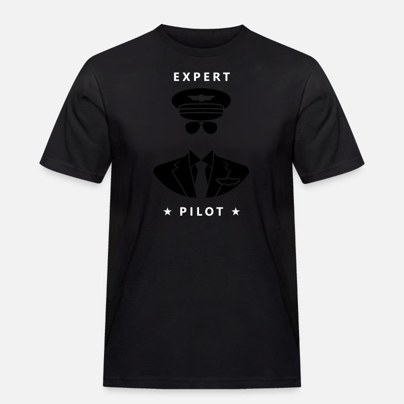 Expert Pilot - Männer Workwear T-Shirt - Schwarz