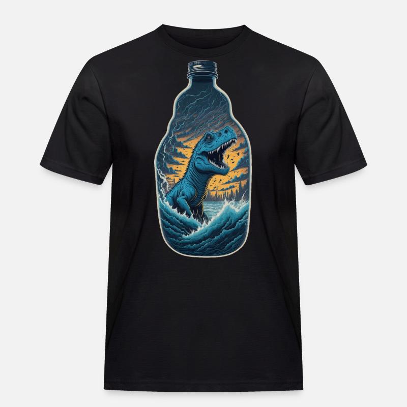 T Rex Dinosaurier Flasche - Männer Workwear T-Shirt - Schwarz