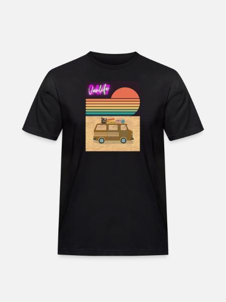 Van at the Beach - Männer Workwear T-Shirt - Schwarz