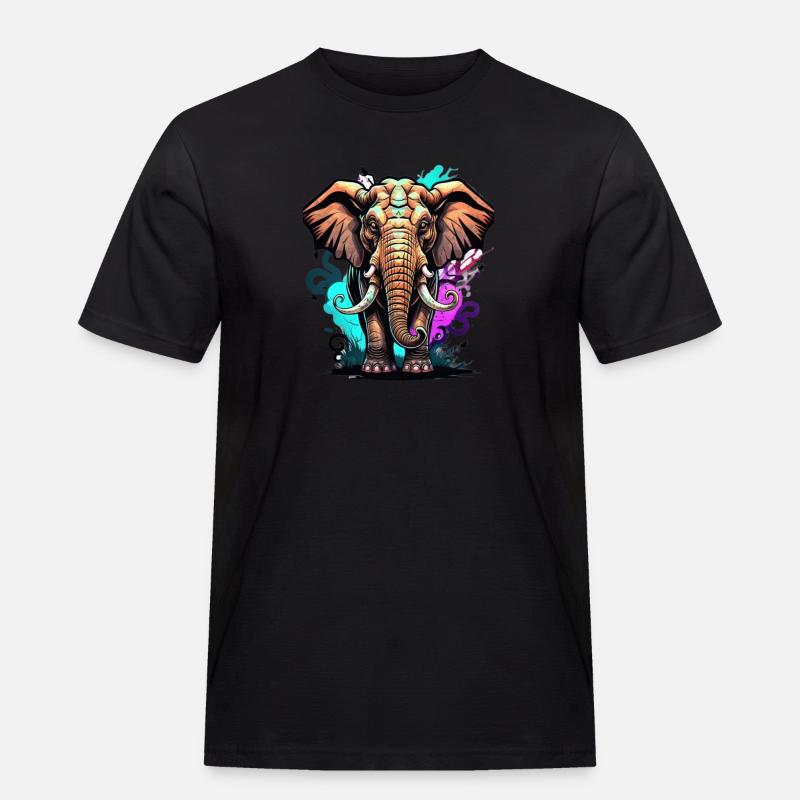 Graffiti Elefant - Männer Workwear T-Shirt - Schwarz