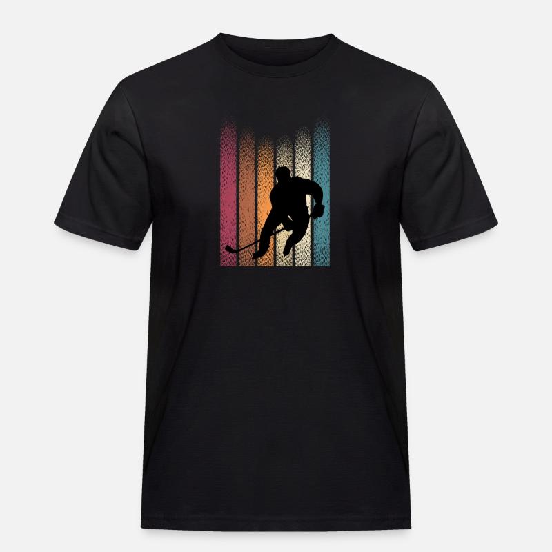 Retro Eishockey - Männer Workwear T-Shirt - Schwarz
