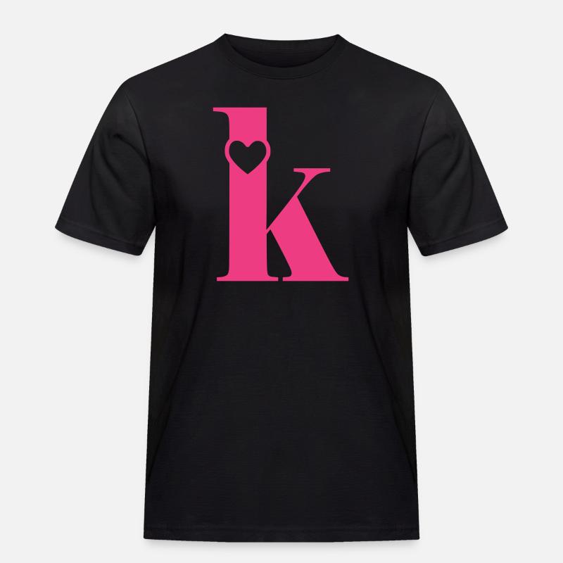 Buchstabe k Anfangsbuchstabe mit Herz - Männer Workwear T-Shirt - Schwarz