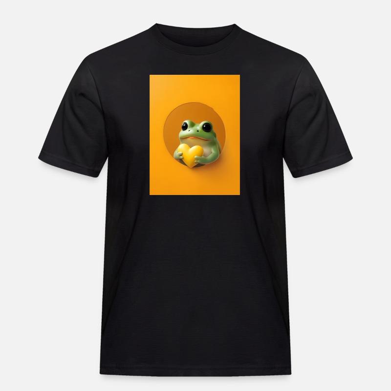 Frosch Herz niedlich Geschenk - Männer Workwear T-Shirt - Schwarz