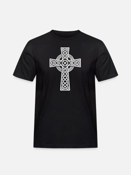 White on Black Knot Celtic Cross - Men's Workwear T-Shirt - black