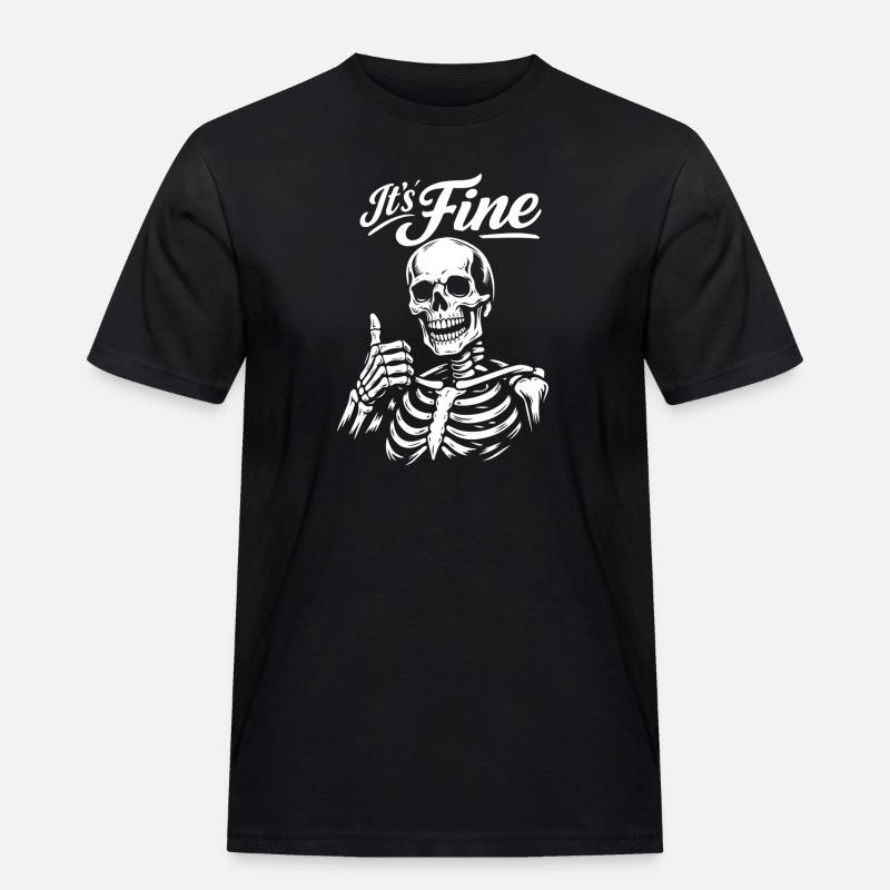 Sein feines Skelett Daumen hoch - Männer Workwear T-Shirt - Schwarz