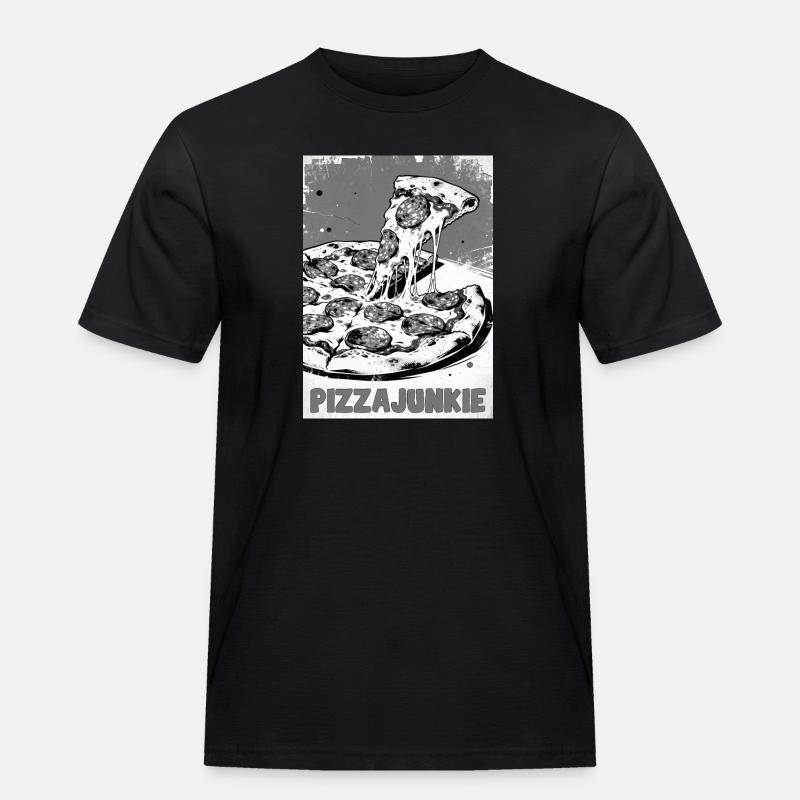 Pizzajunkie Slice Graphic - Männer Workwear T-Shirt - Schwarz