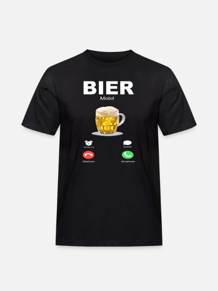Bier ruft an - Männer Workwear T-Shirt - Schwarz