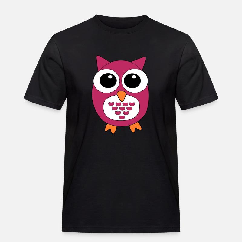 pinke Eule rosa Vogel - Männer Workwear T-Shirt - Schwarz