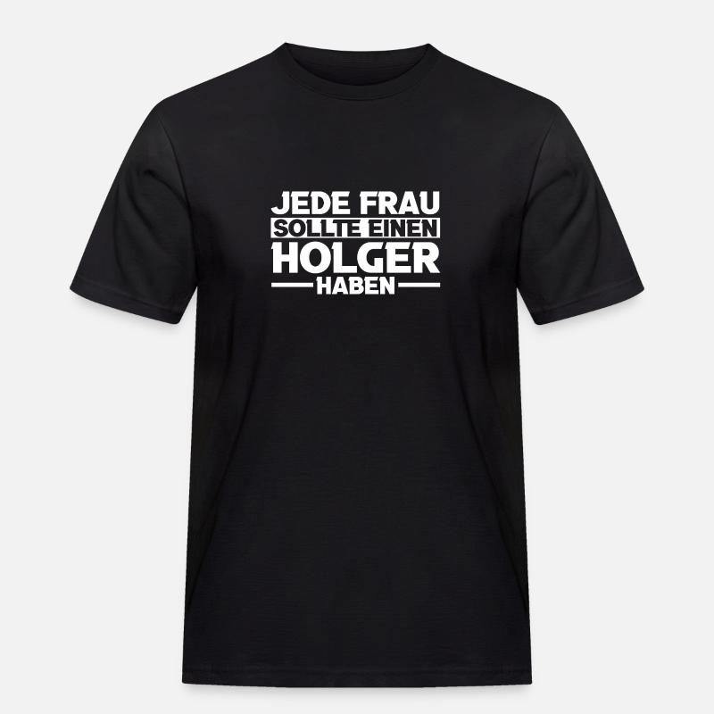 Holger - Männer Workwear T-Shirt - Schwarz