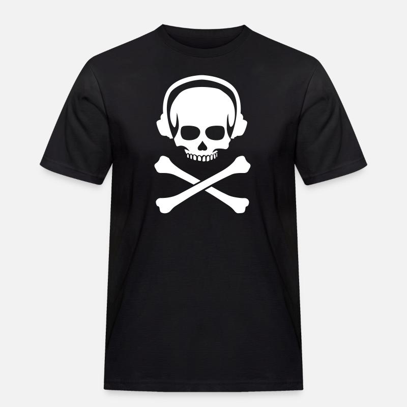 DJ Skull - Männer Workwear T-Shirt - Schwarz