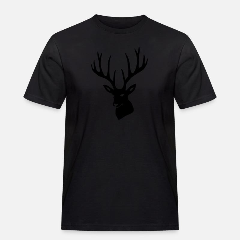 Hirsch Geweih Hirschgeweih Hirschkopf - Männer Workwear T-Shirt - Schwarz