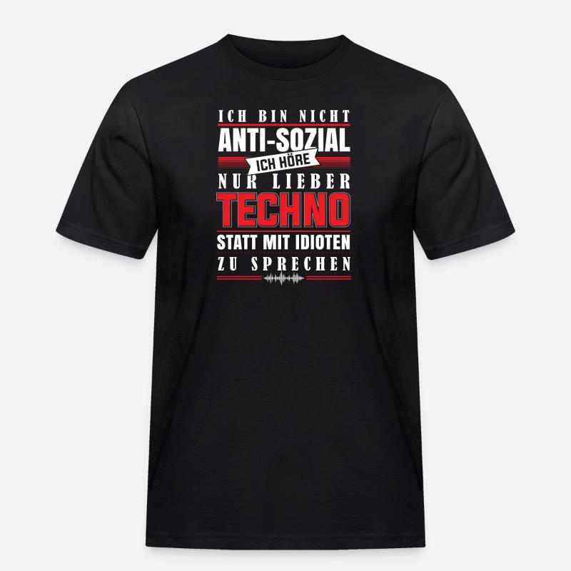 techno - Ich höre Techno - Männer Workwear T-Shirt - Schwarz