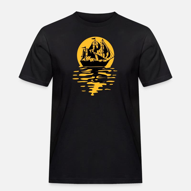 Segelschiff Silhouette Design - Männer Workwear T-Shirt - Schwarz