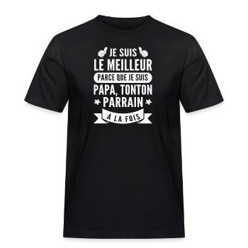 je suis papa tonton et parrain - T-shirt Workwear homme - noir - Devant - AI Model Male 178 light (178cm)
