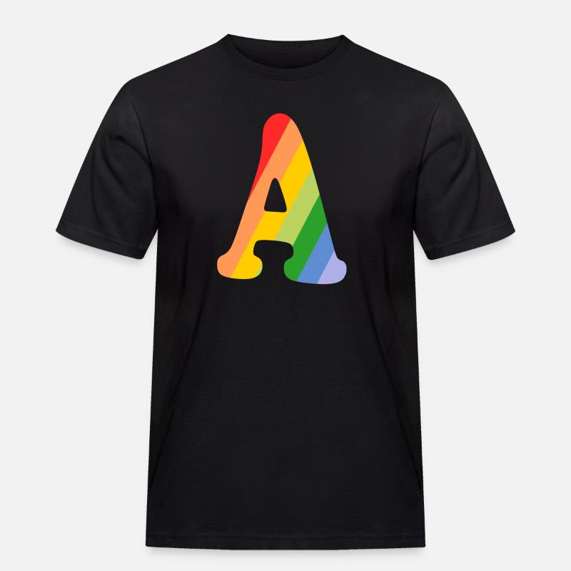 Buchstabe A Regenbogen - Männer Workwear T-Shirt - Schwarz