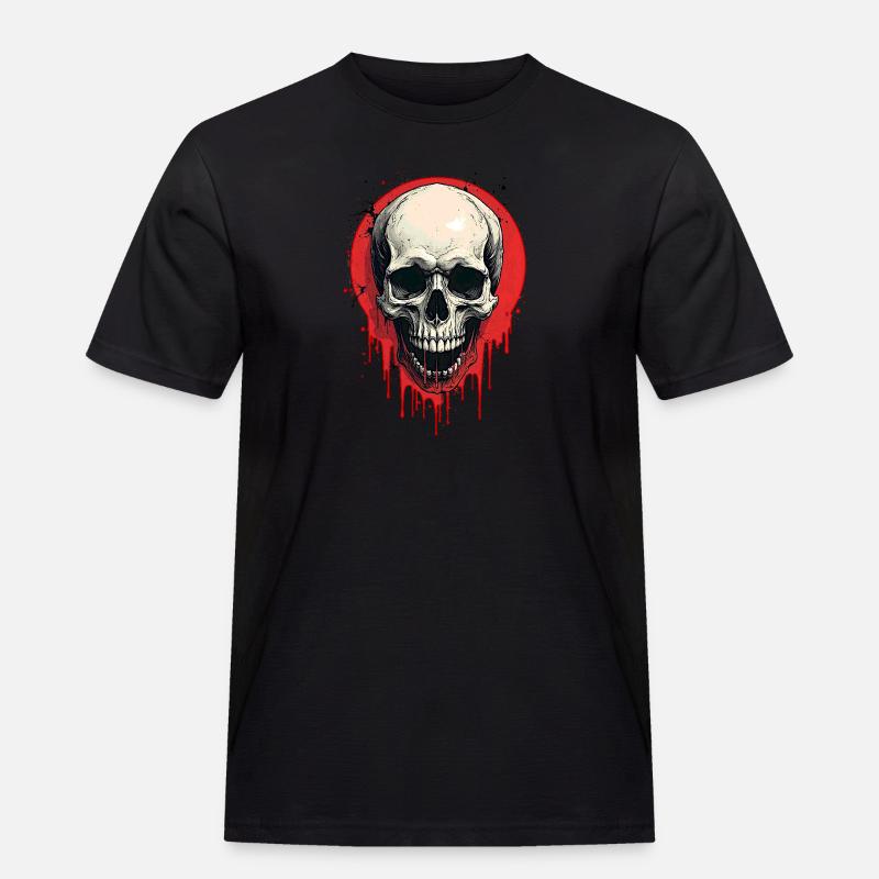 Totenkopf - Männer Workwear T-Shirt - Schwarz