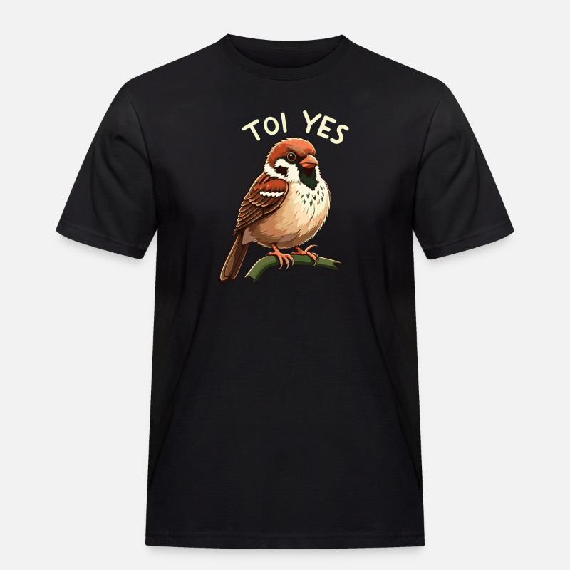 Du ja, Spatz - Männer Workwear T-Shirt - Schwarz