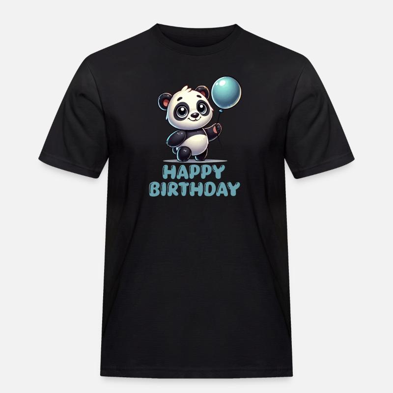 panda comic ballon birthday - Männer Workwear T-Shirt - Schwarz