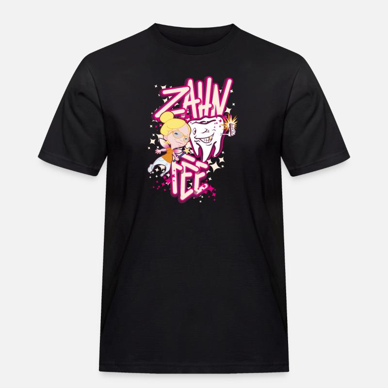 Zahnheldin Comiczauber - Männer Workwear T-Shirt - Schwarz