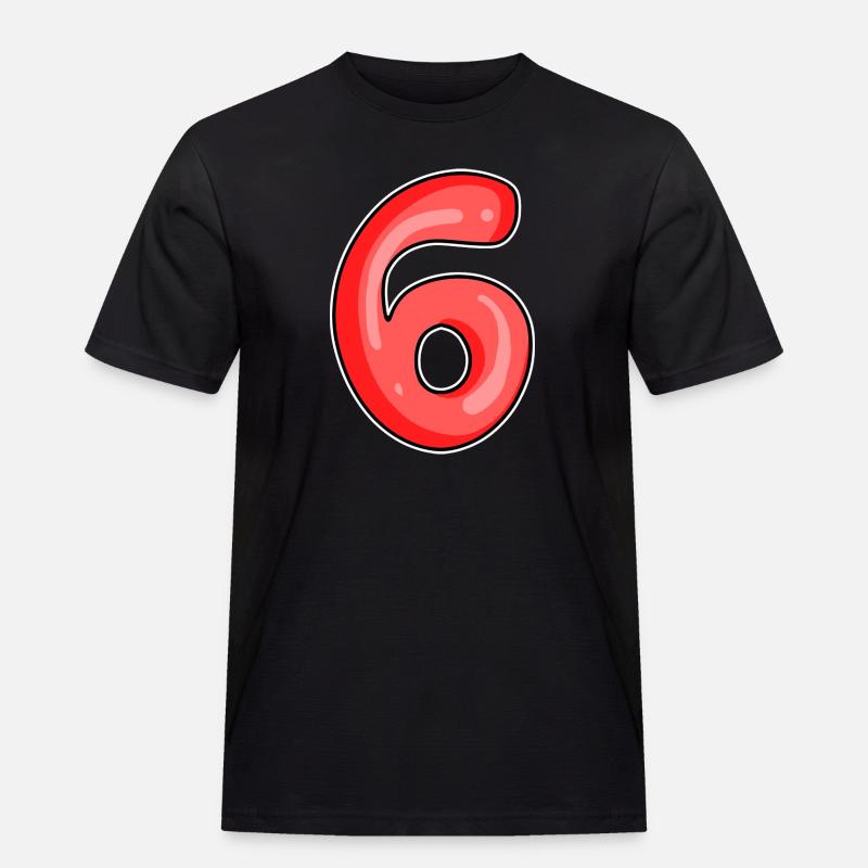 Zahl 6 Nummer - Männer Workwear T-Shirt - Schwarz