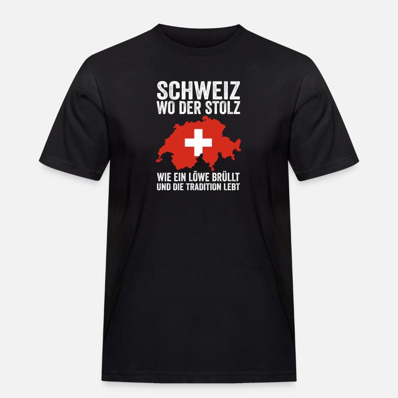 Schweizer Schweiz - Männer Workwear T-Shirt - Schwarz