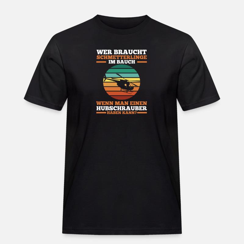Pilot Helikopter Hubschrauber - Männer Workwear T-Shirt - Schwarz