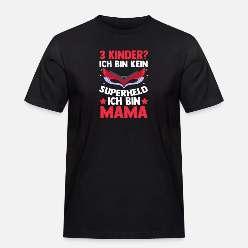 Mama Von 3 Kindern Superheldin - Männer Workwear T-Shirt - Schwarz