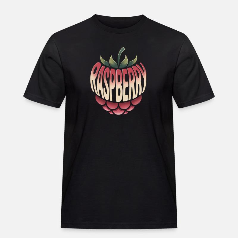 Raspberry - Cool Fruit Logo - Men's Workwear T-Shirt - black