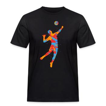 Volleyball Spieler Bunt Kinder Volleyballer Jungen - Männer Workwear T-Shirt - Schwarz - Vorne - AI Model Male 178 light (178cm)