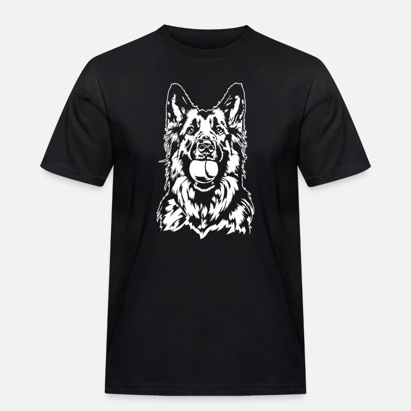 Deutscher Langhaar Schäferhund Hunde Wilsigns - Männer Workwear T-Shirt - Schwarz