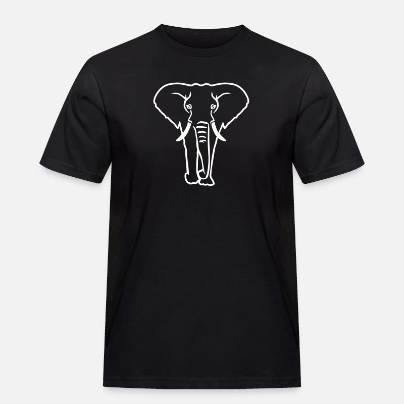 Elefant - Männer Workwear T-Shirt - Schwarz