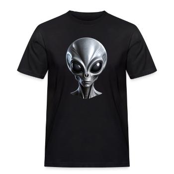 Véritable extraterrestre gris avec une grosse tête - T-shirt Workwear homme - noir - Devant - AI Model Male 178 light (178cm)