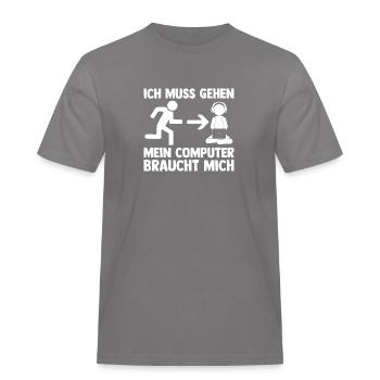 Computer Gamer Programmer Administrator Gamer - Men's Workwear T-Shirt - grey - Front - AI Model Male 185 dark (185cm)