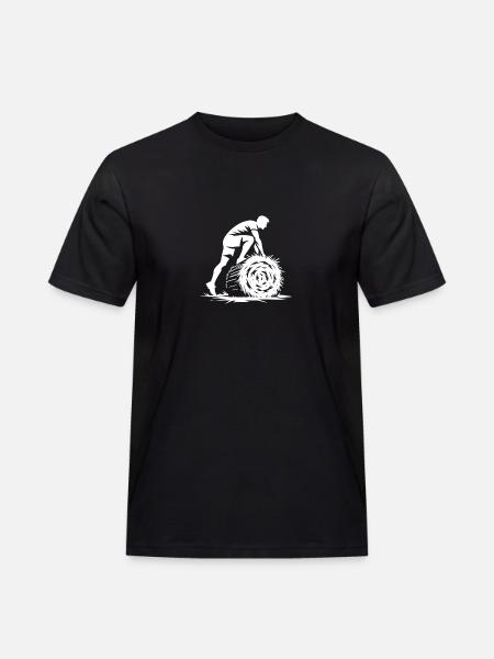 Klettern über den Strohballen - Männer Workwear T-Shirt - Schwarz